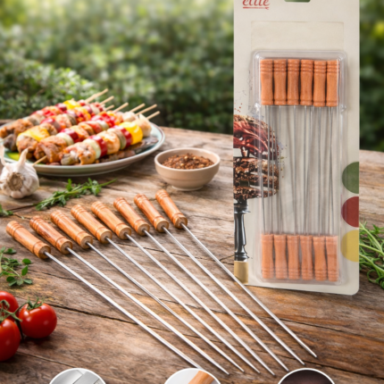 Lot de 12 Piques à Brochettes "Nebka" 40cm Argent