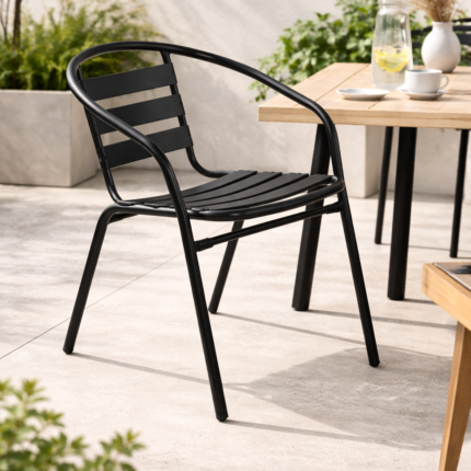 Fauteuil Empilable Métal "Etna" 73cm Noir