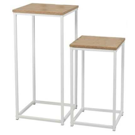 Lot de 2 Sellettes Bois & Métal "Casa Blanca" 75cm Blanc