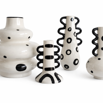Set de 4 Vases Design "Lora" 23cm Noir & Blanc