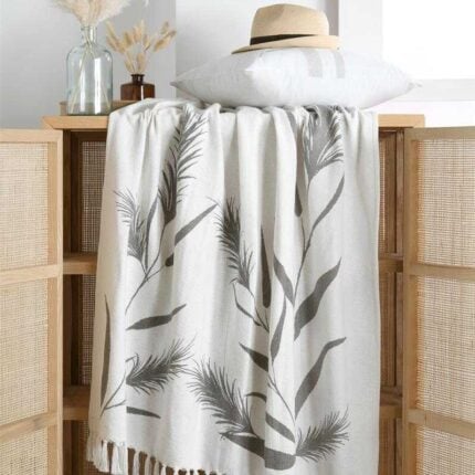 Plaid déco coton «Pampas» 125x150cm Écru
