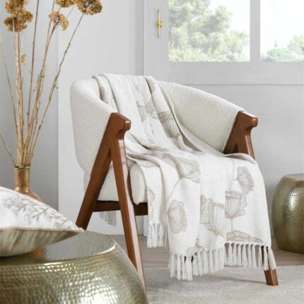 Plaid déco coton «Oriana» 125x150cm Naturel