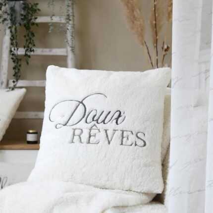 Coussin Déco "Doux Rêves" 45X45cm Écru