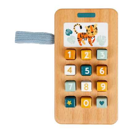 Téléphone Jouet Bois "Tigre" 12cm Multicolore