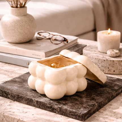 Boite Céramique "Bubble" 10cm Crème