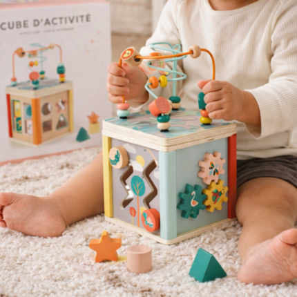 Cube d’Activité en Bois "Jeu d’Éveil" 30cm Multicolore