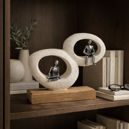 Décoration Sculpturale “Cercle” 22cm Beige