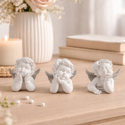 Statuette Déco "Chérubins" 10cm Blanc