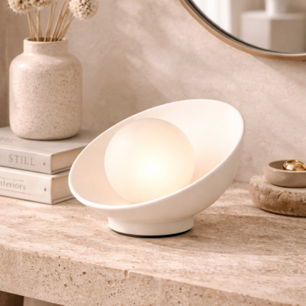 Lampe Céramique "Nacre" 30cm Blanche