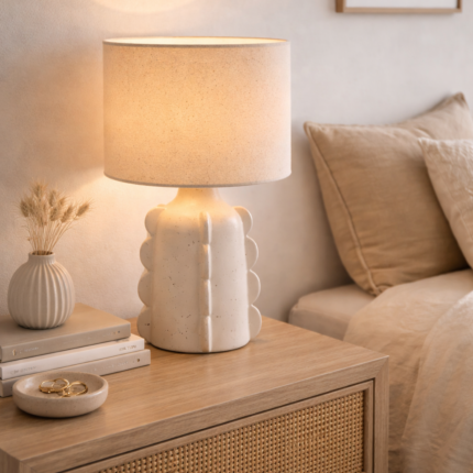 Lampe à Poser "Orecchio" 35cm Blanche & Beige