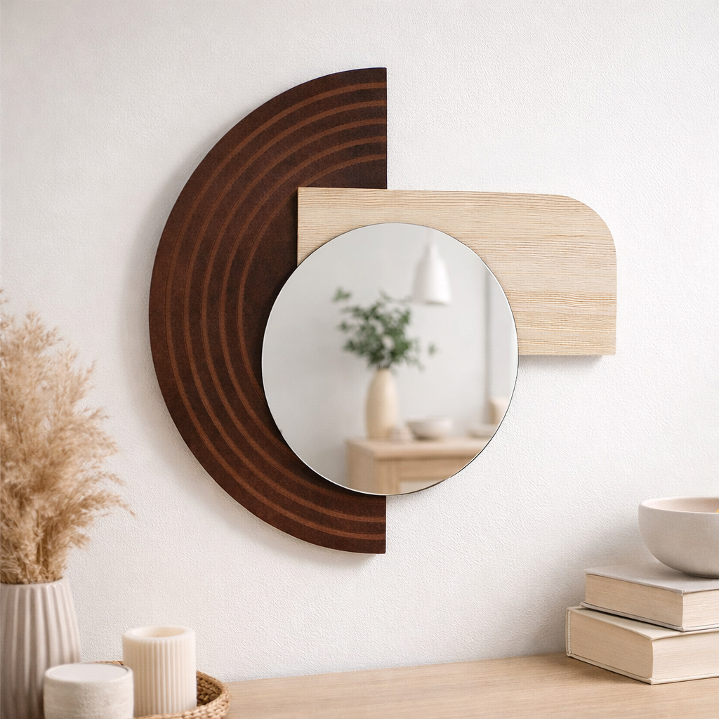 Miroir Décoratif "Contemporain" 45cm Marron