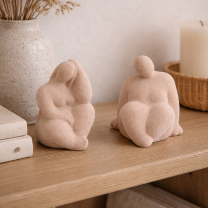 Statuettes Déco "Ronde" 10cm Sable Rose