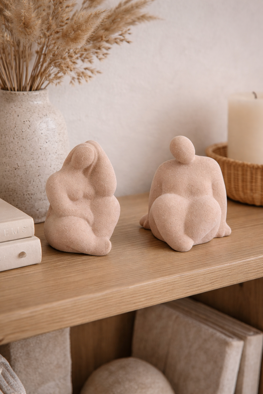 Statuettes Déco "Ronde" 10cm Sable Rose