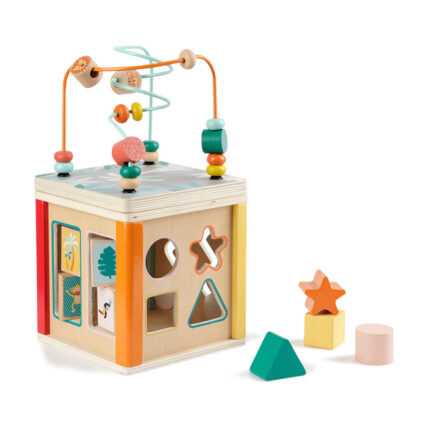 Cube d’Activité en Bois "Jeu d’Éveil" 30cm Multicolore