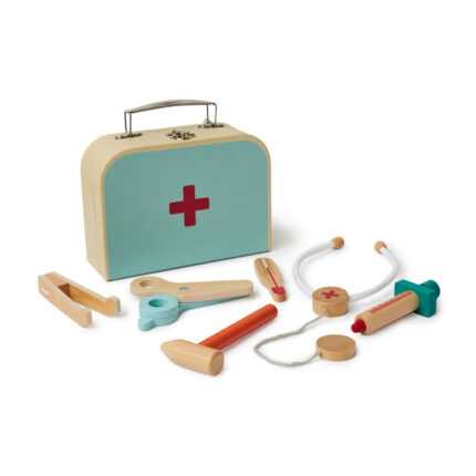 Jeu Mallette de Docteur en Bois "Dr" 20cm Vert