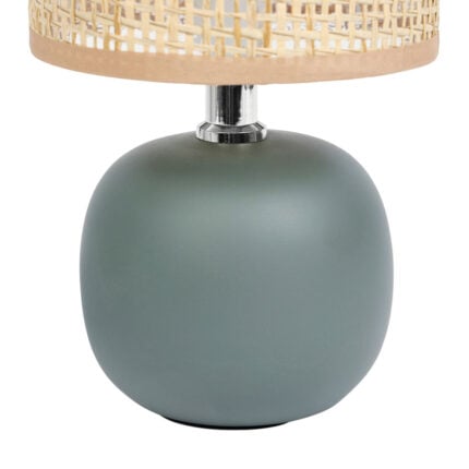 Lampe Céramique "Boule" 25cm Kaki & Naturelle