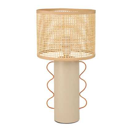 Lampe Métal & Bambou "Amphore" 35cm Beige Orange
