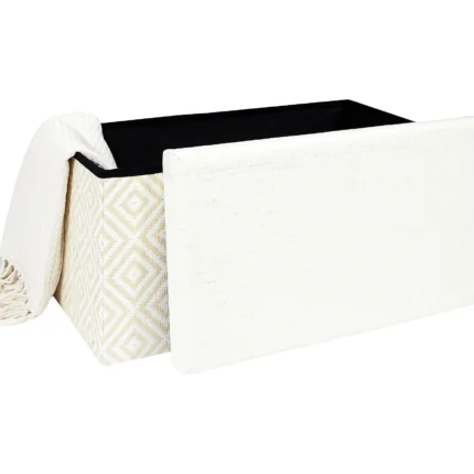 Banc Coffre Pliable "Tressé" 76cm Blanc