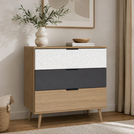 Commode 3 tiroirs "Sven" 80cm Naturel