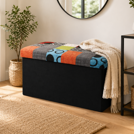 Banc Coffre "Patchwork" 80cm Multicolore