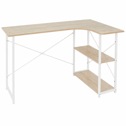 Bureau d'Angle "Job" 120cm Blanc & Naturel