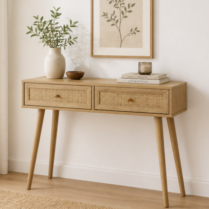 Console 2 Tiroirs en Bois "Bali" 100cm Naturel