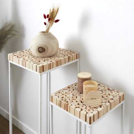 Lot de 2 Sellettes Gigognes "Rondin" 90cm Blanc