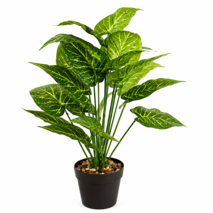 Plantes Artificielle "En Pot" 55cm Vert Blanc