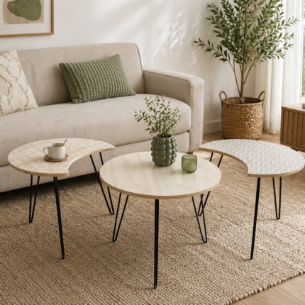 Lot De 3 Tables Gigognes "Luna" 45cm Blanc