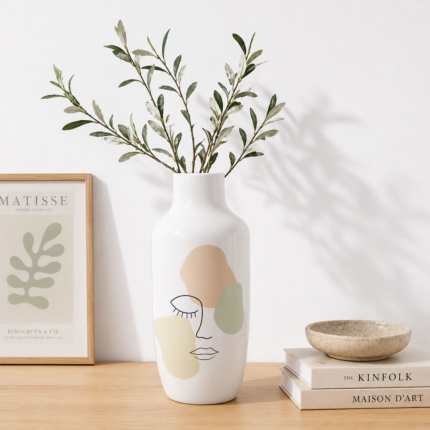 Vase En Céramique "Poésie" 30cm Blanc