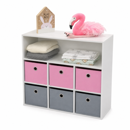 Meuble de Rangement 6 bacs "Happy" 78cm Rose