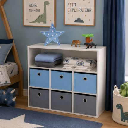 Meuble de Rangement 6 bacs "Happy" 78cm Bleu
