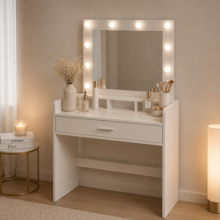 Coiffeuse lumineuse "Livy" 145cm Blanc