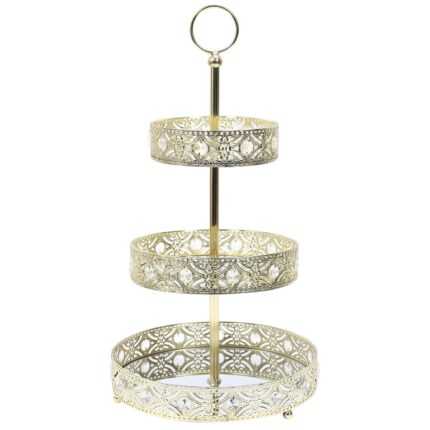 Plateau Déco "3 Étages" 43cm Or