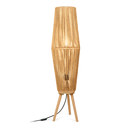 Lampadaire Trépied en Rotin "Leandra" 90cm Naturel