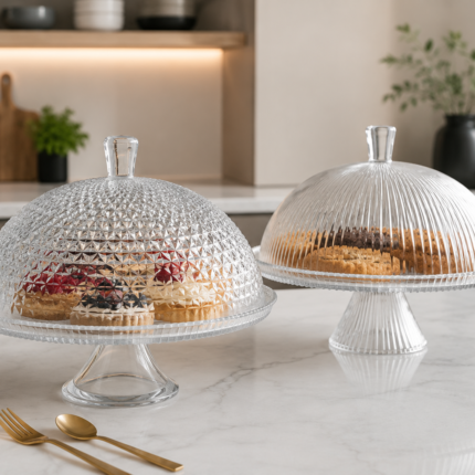 Plateau sur Pieds avec Cloche "Lydia" 32cm Transparent