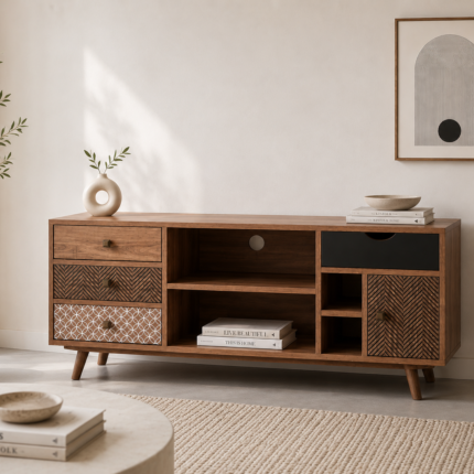Meuble TV Design "Boab" 120cm Marron