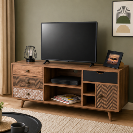 Meuble TV Design "Boab" 120cm Marron