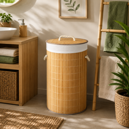 Panier à Linge avec Couvercle "Lino" 65cm Naturel