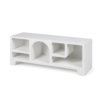 Meuble TV Organique 5 Niches "Alegra" 120cm Blanc
