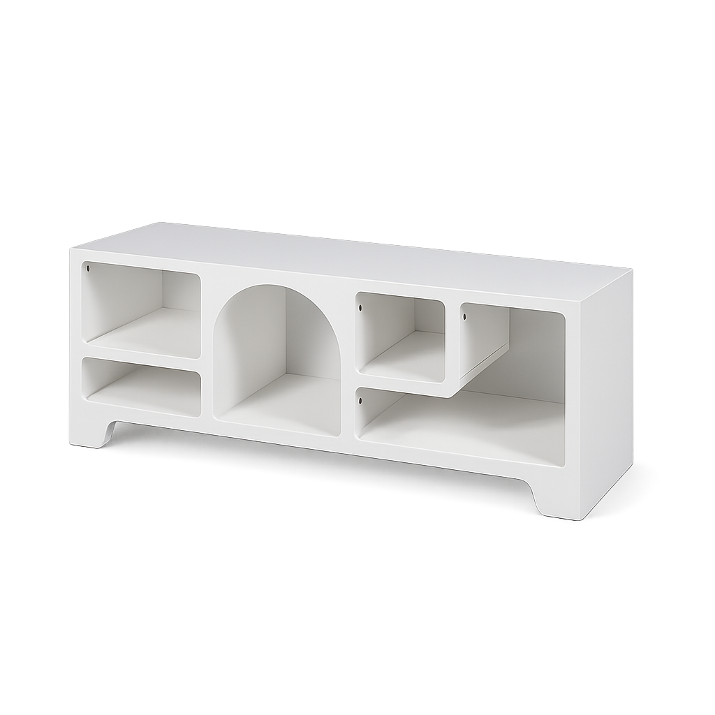 Meuble TV Organique 5 Niches "Alegra" 120cm Blanc – Image 2