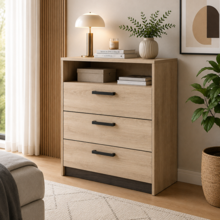 Commode 3 tiroirs "Watson" 85cm Naturel
