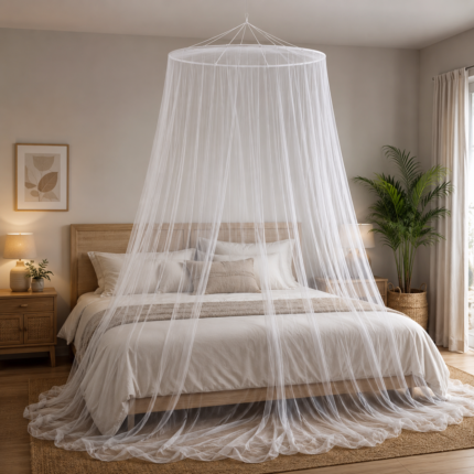 Ciel de Lit avec sac de rangement "Moustiquaire" D. 500cm Blanc