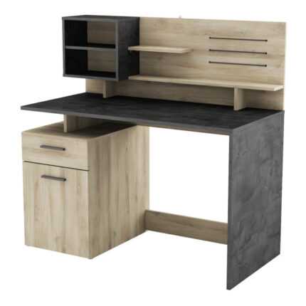 Bureau fonctionnel "Malicie" 120cm Chêne & Noir