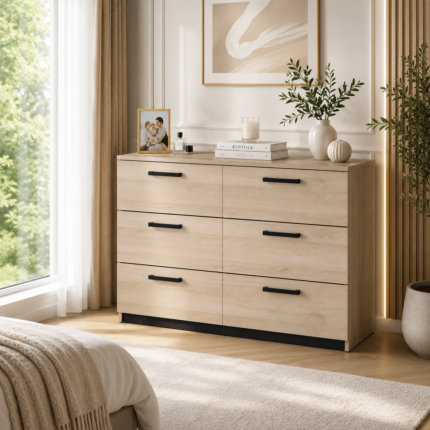 Commode 6 Tiroirs "Watson" 120cm Chêne Clair