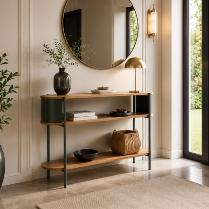 Console 2 Niveaux "Gigi" 100cm Naturel & Noir