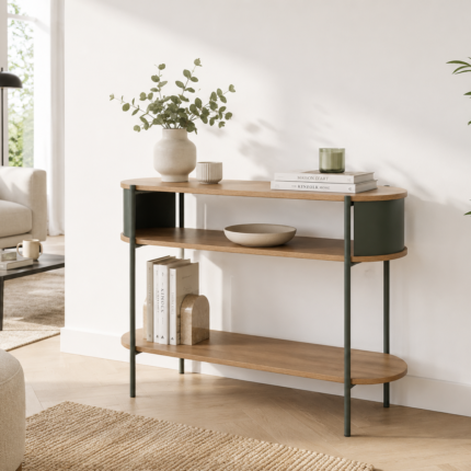 Console 2 Niveaux "Gigi" 100cm Naturel & Noir