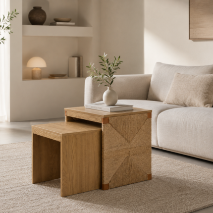 Lot de 2 Tables Gigognes "Bella" 50cm Naturel