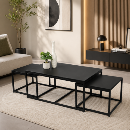 Lot de 3 Tables Basses Gigognes "Mady" 100cm Noir