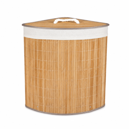 Panier à Linge d'Angle avec Couvercle "Lino" 50cm Naturel